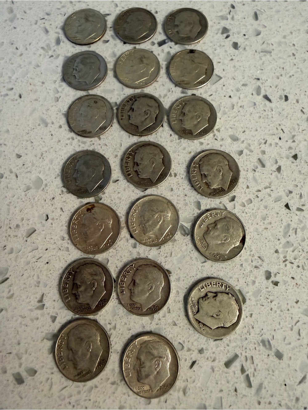 20 Roosevelt Silver Dimes 1964 & Earlier, 90% Silver Coin Lot